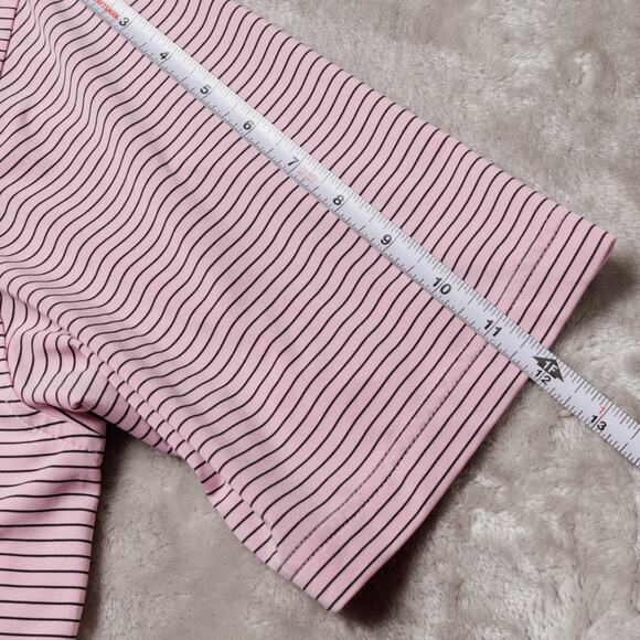 Peter Millar Pink Black Striped Summer Comfort Polo Shirt Mens Size XL - Picture 8 of 15